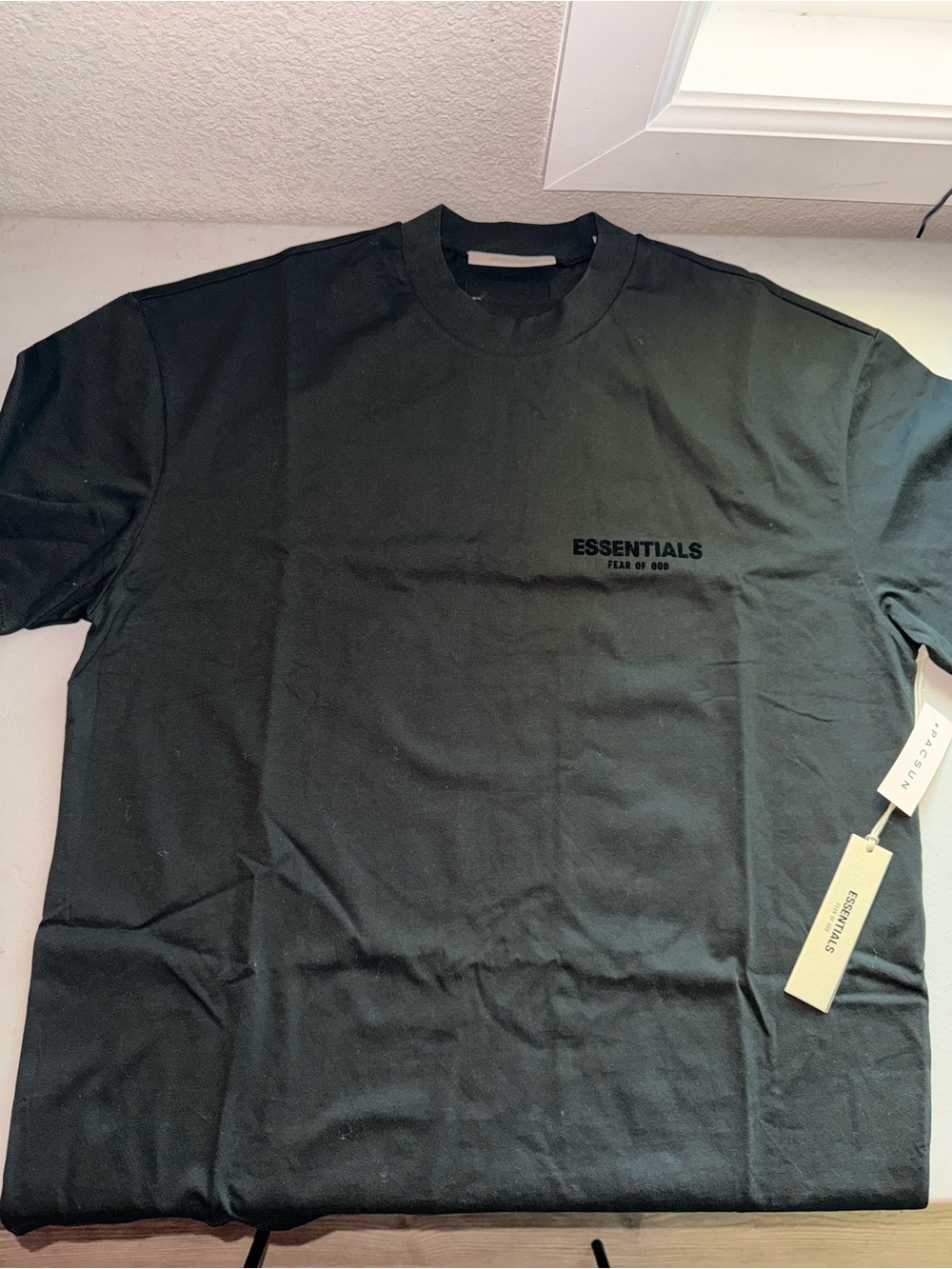 Essentials Black Crewneck T-Shirt with Chest Logo